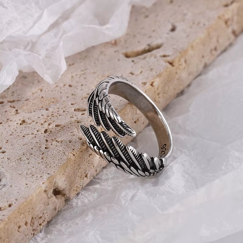 925 Sterling Silver Women'S Ring Feather Wing Dating Jewelry Aesthetic Accessories Cheap Gaabou